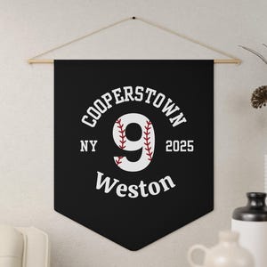 Personalized Pennant Pin Trading Cooperstown Custom Name & Number Display Banner Baseball Softball Player Name Pennant Wall Hanging