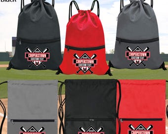 WTB Hawks Personalized Team Baseball Drawstring Bags Custom Cooperstown Cinch Bags