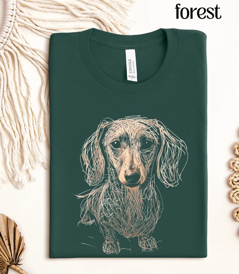 Dachshund Clothes Dachshund Shirt Soft Daschund Shirt Scribble Dachshund Art Tee Womensclothing Gift for Weiner Dog Lover Daschund Gifts Forest