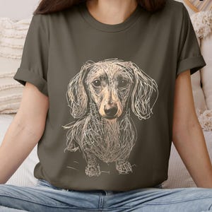 Dachshund Clothes Dachshund Shirt Soft Daschund Shirt Scribble Dachshund Art Tee Womensclothing Gift for Weiner Dog Lover Daschund Gifts image 3