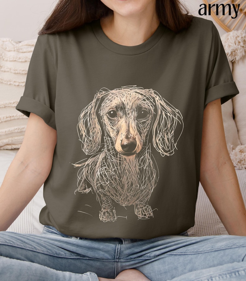 Dachshund Clothes Dachshund Shirt Soft Daschund Shirt Scribble Dachshund Art Tee Womensclothing Gift for Weiner Dog Lover Daschund Gifts image 3