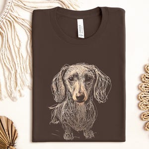 Dachshund Clothes Dachshund Shirt Soft Daschund Shirt Scribble Dachshund Art Tee Womensclothing Gift for Weiner Dog Lover Daschund Gifts Brown