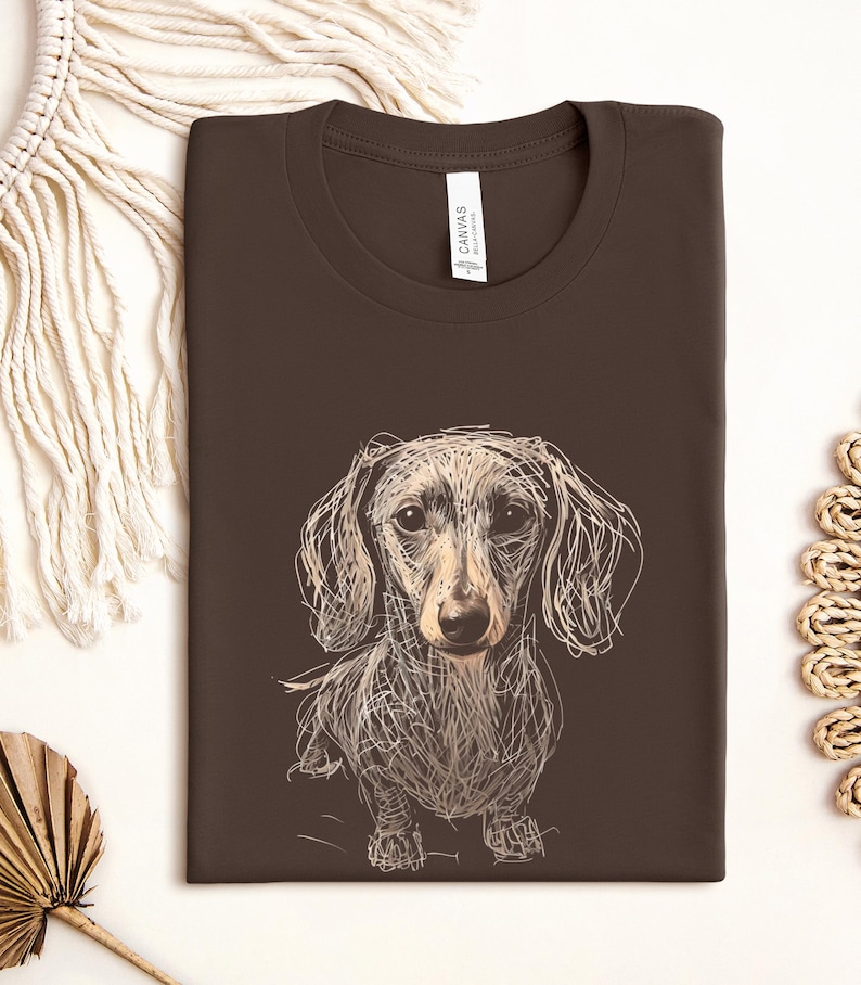 Dachshund Clothes Dachshund Shirt Soft Daschund Shirt Scribble Dachshund Art Tee Womensclothing Gift for Weiner Dog Lover Daschund Gifts Brown