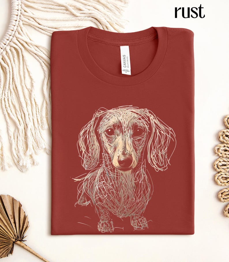 Dachshund Clothes Dachshund Shirt Soft Daschund Shirt Scribble Dachshund Art Tee Womensclothing Gift for Weiner Dog Lover Daschund Gifts Rust