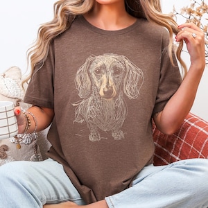 Dachshund Clothes Dachshund Shirt Soft Daschund Shirt Scribble Dachshund Art Tee Womensclothing Gift for Weiner Dog Lover Daschund Gifts Heather Brown