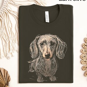Dachshund Clothes Dachshund Shirt Soft Daschund Shirt Scribble Dachshund Art Tee Womensclothing Gift for Weiner Dog Lover Daschund Gifts Dark Olive