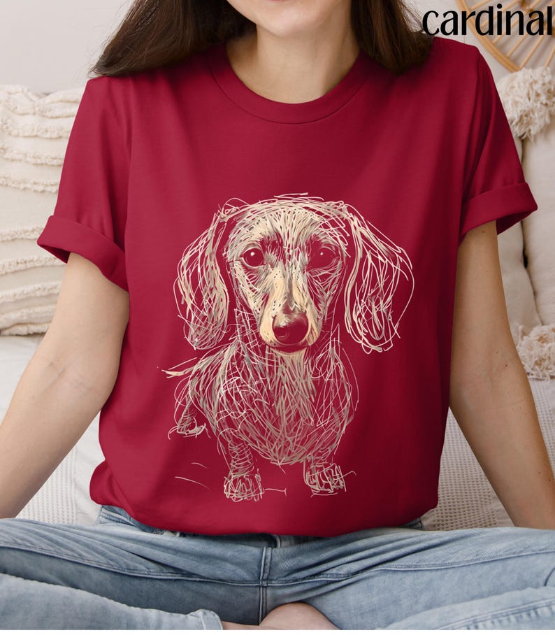 Dachshund Clothes Dachshund Shirt Soft Daschund Shirt Scribble Dachshund Art Tee Womensclothing Gift for Weiner Dog Lover Daschund Gifts Cardinal