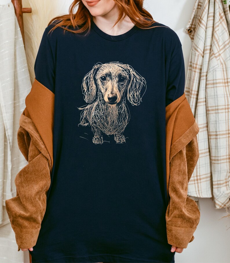 Dachshund Clothes Dachshund Shirt Soft Daschund Shirt Scribble Dachshund Art Tee Womensclothing Gift for Weiner Dog Lover Daschund Gifts Navy
