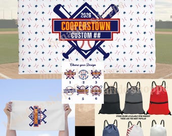 Personalized Cooperstown Baseball Microfiber Pillowcase Pin Trading Swag Bag Custom Cooperstown Cinch Bags, Pin Towels