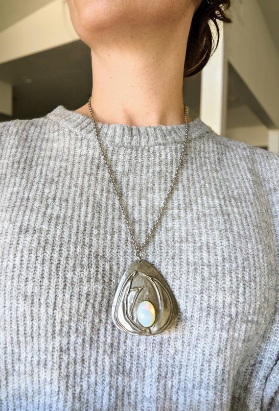 Modernist Pendant with Opaline Glass