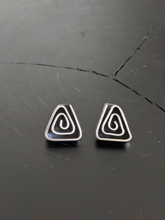 Small Sterling Silver Tribal Spiral Post Earrings