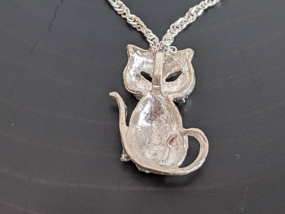 Vintage Sterling Silver Cat Necklace - image 6