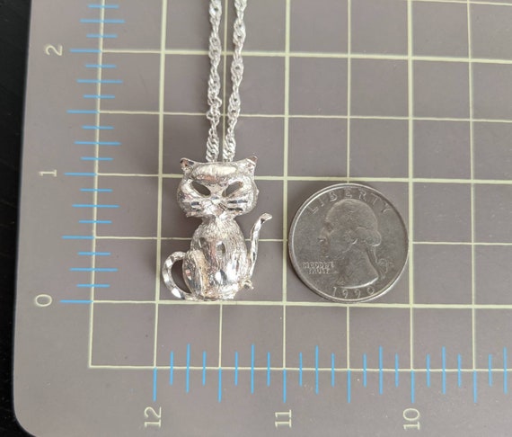 Vintage Sterling Silver Cat Necklace - image 7
