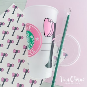 BLACKPINK Cup | Blink Lightstick Starbucks Cold Cup Reuseable Tumbler - Bl-ping-bong, KPOP Fan Gift, Black Pink