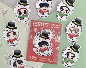 GOT7 Stickers | Snowman Gotoon Weatherproof Sticker Set/Pack - IGOT7, Ahgase, GOT7 Christmas, GOT7 Winter, GOT7 Holidays, FREEBIE with order