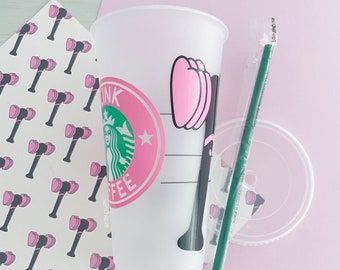 BLACKPINK Cup | Blink Lightstick Starbucks Cold Cup Reuseable Tumbler - Bl-ping-bong, KPOP Fan Gift, Black Pink