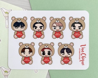 GOT7 Stickers | GOT7 Valentine Bear GOT7 Forever Sticker Sheet - IGOT7, Ahgase, GOT7 Valentines, GOT7 fan gift, Kpop fan gift