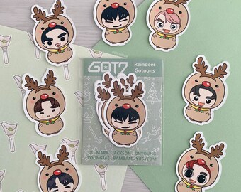 GOT7 Stickers | Reindeer Gotoon Weatherproof Sticker Set/Pack - IGOT7, Ahgase, GOT7 Christmas, GOT7 Winter, GOT7 Holiday, FREEBIE with order