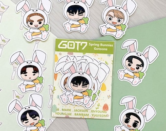 GOT7 Stickers | Spring Bunnies Gotoon Weatherproof Sticker Set/Pack - IGOT7, Ahgase, GOT7 Spring Easter, GOT7 Holidays, FREEBIE with order