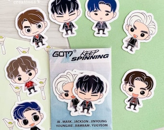 GOT7 Stickers | Gotoon Keep Spinning/Spinning Top Die-Cut Weatherproof Stickers Set/Pack - FREE Photo & Sticker with each purchase - IGOT7