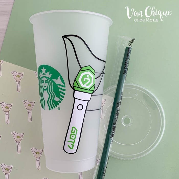 GOT7 CUSTOM Starbucks Cup | Ahgase Ahgabong/Lightstick Starbucks Cold…