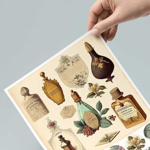 Scrapbooking & Journaling Set to Print Vintage Perfume Bottles