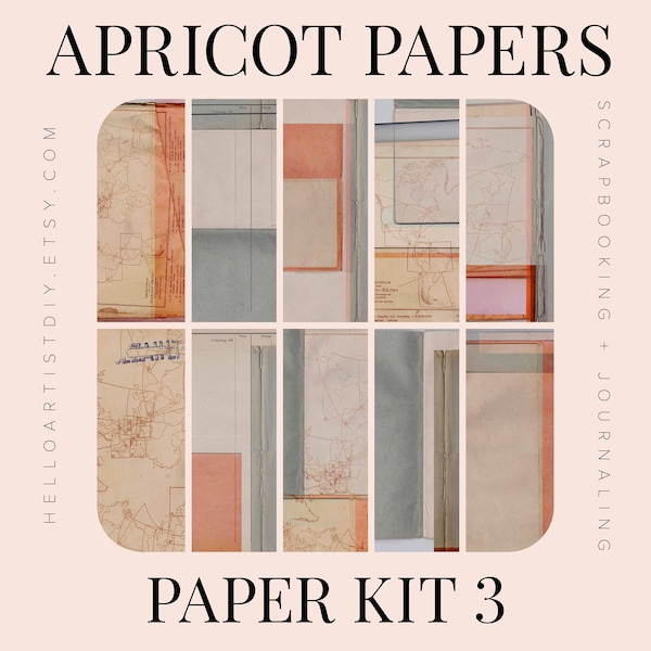Scrapbooking & Journaling Printable Paper Set APRICOT PAPIERE 3