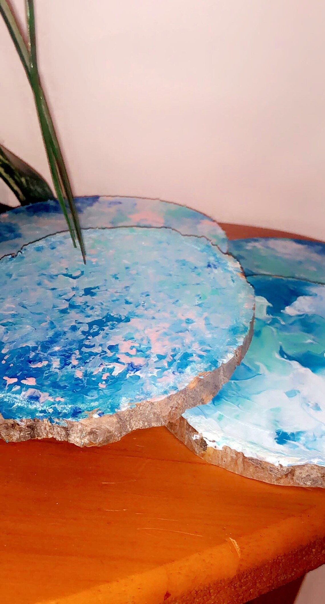 Wooden acrylic paint pour coasters Etsy
