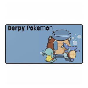 May include: A blue, green, and brown cartoon illustration of three Pokemon characters. The text "Derpy Pokemon" is at the top of the image.