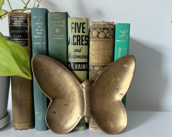 Vintage Solid Brass Butterfly Ring Dish - Vintage Brass Catch All