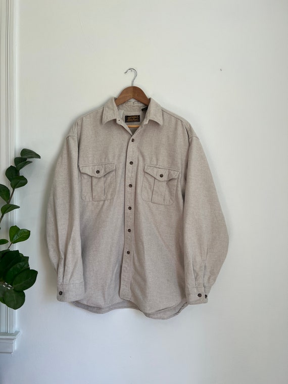 Eddie Bauer Cream Cotton Button Down Shacket