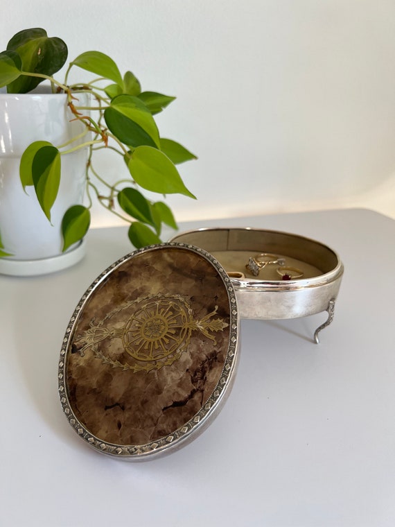 Vintage Edwardian Silver And Tortoiseshell Ring Bo