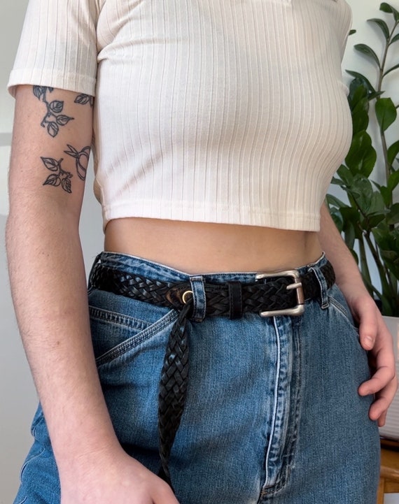 Vintage Levi Strauss Co. Black Braided leather Be… - image 1