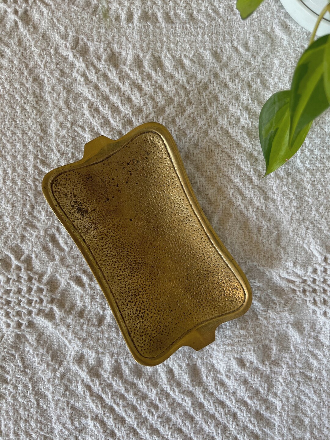 Vintage Dayag Rectangular Handmade Brass Catch All Brass Made in Israel