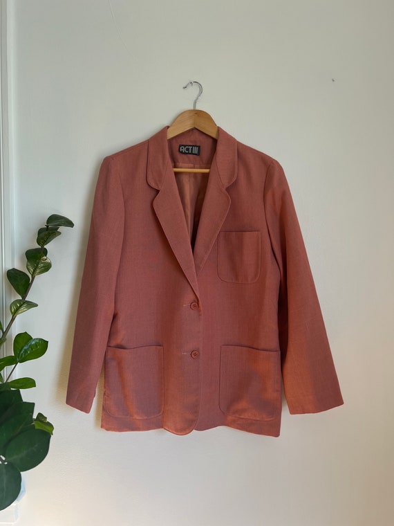 Silk Lined Pink Cotton Blazer - ILGWU Labeled Wome