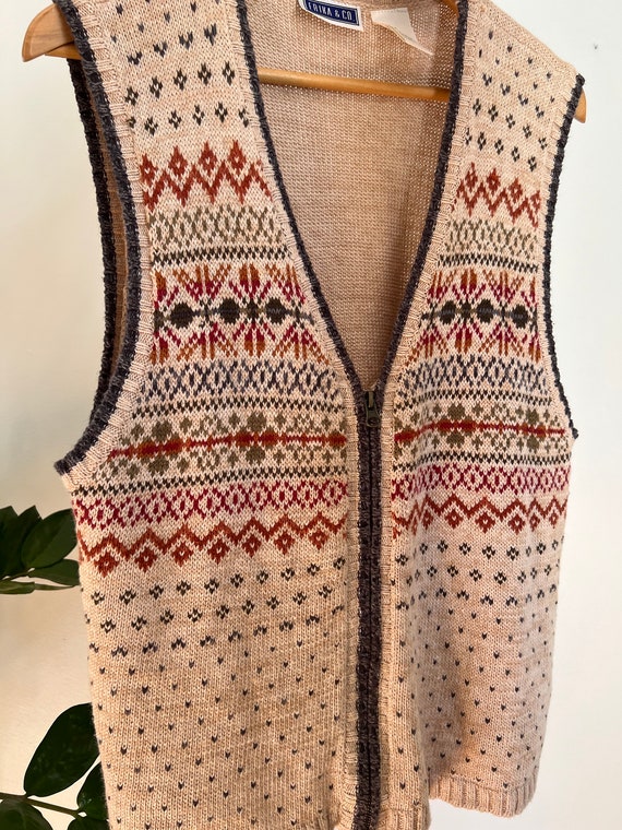 Vintage 90's Zippered Knit Sweater Vest - Vintage… - image 2