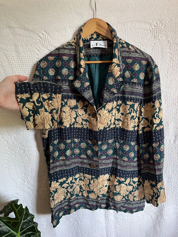 90's N Touch soft cotton button up shacket with a… - image 2