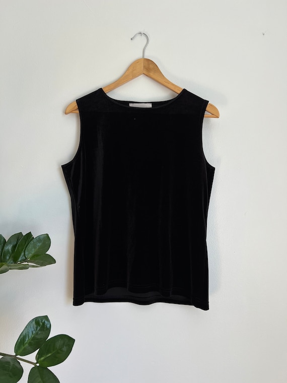 80's N Touch Black Velvet Sleeveless Top