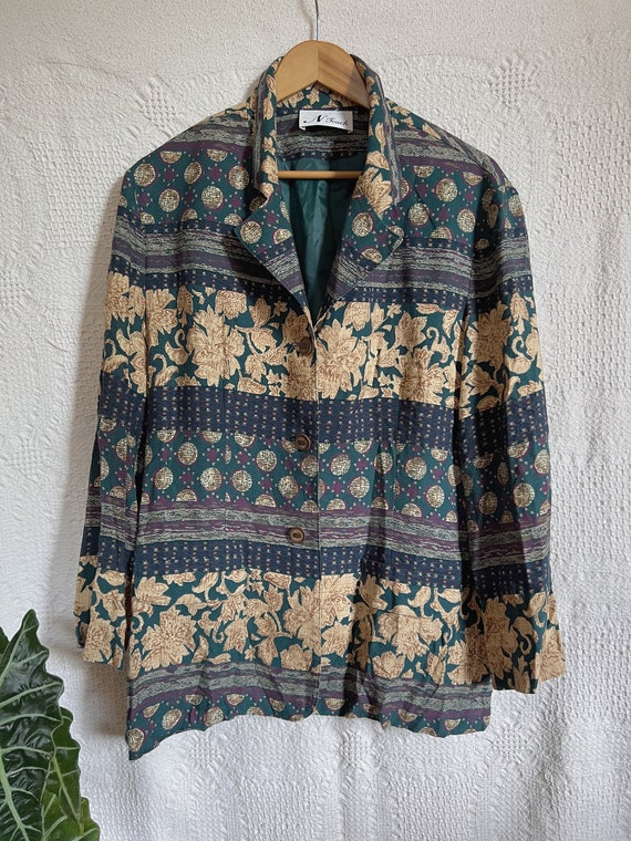 90's N Touch soft cotton button up shacket with a… - image 1