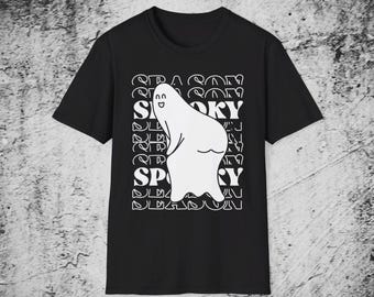 Funny Spooky Ghost Unisex T-Shirt for Halloween, Softstyle Tee, Spirit Costume Shirt, Haunted House Apparel, Ghost Lover Gift