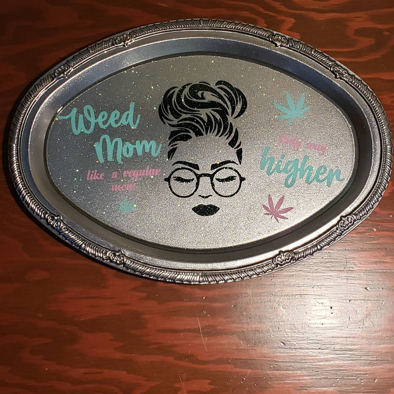 Cute Girly Gift Glitter Rolling Tray Weed Mom Tray Smoking Etsy