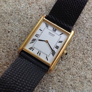 Seiko Tank Watch Men 26mm  Rectangular 5P30-5A89  (1980s)