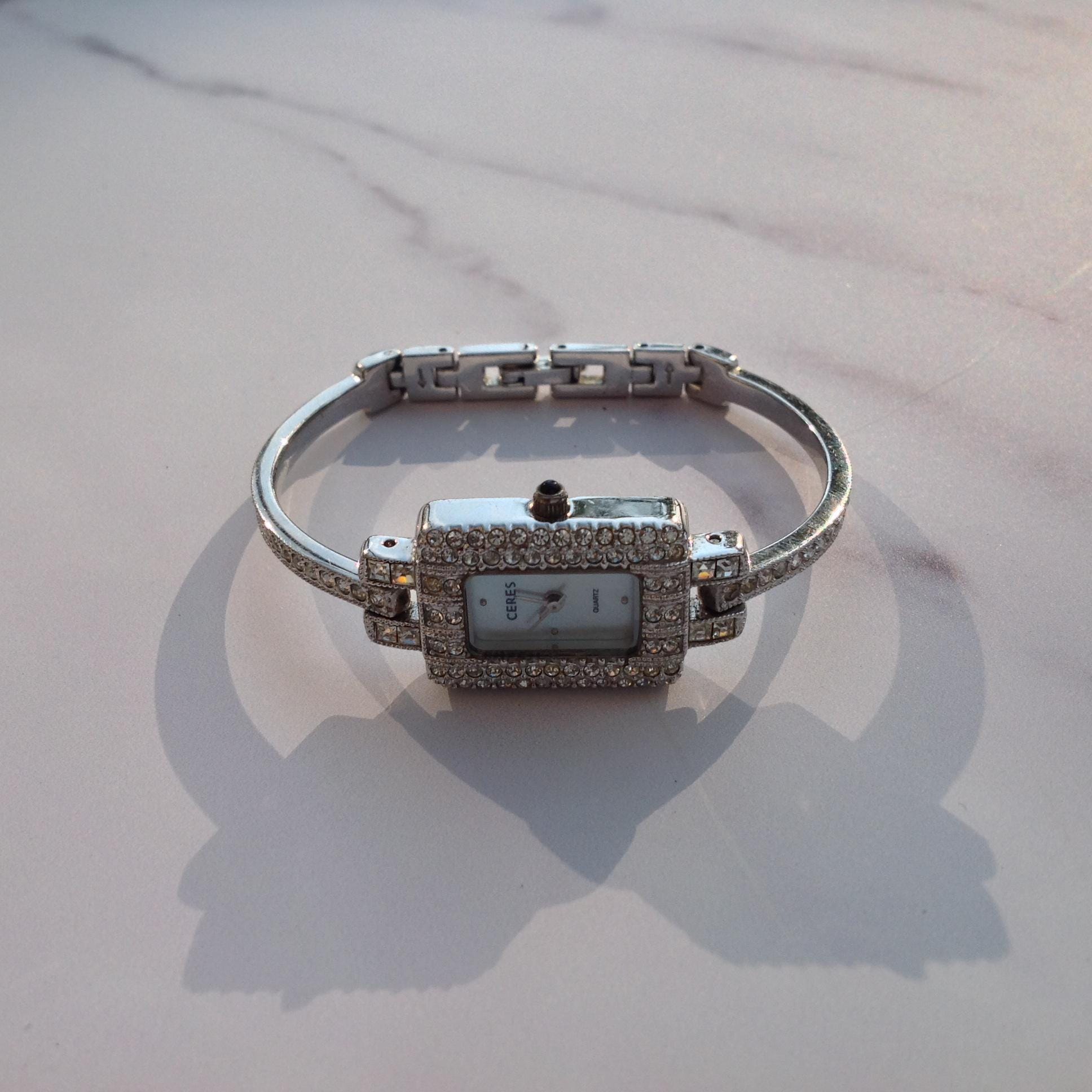 Ceres Ladies Watch Art Deco Tank Pave Crystal Bling - Etsy  display picture 2