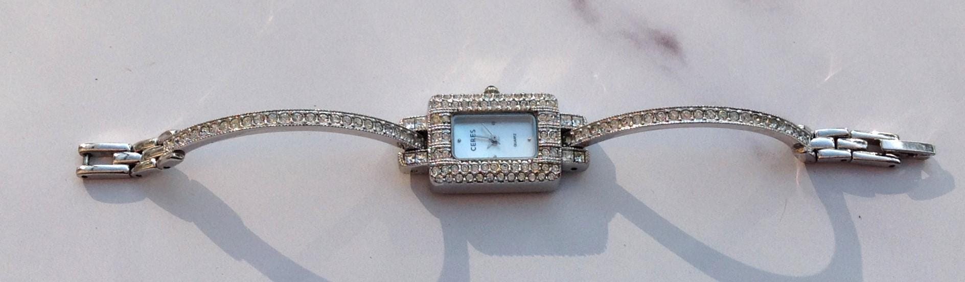 Ceres Ladies Watch Art Deco Tank Pave Crystal Bling CERES Watch Womens Gold Tone Stainelss Steel Bracelet Style  main image 4