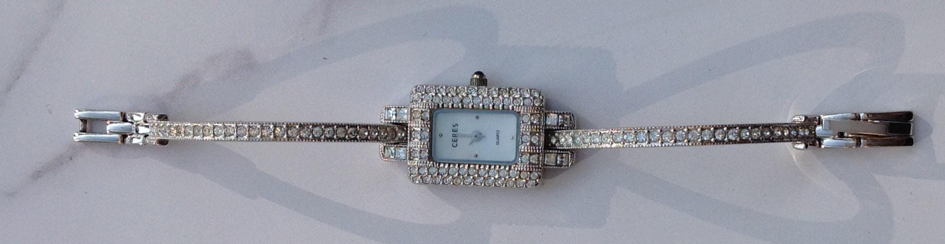 Ceres Ladies Watch Art Deco Tank Pave Crystal Bling CERES Watch Womens Gold Tone Stainelss Steel Bracelet Style  main image 3