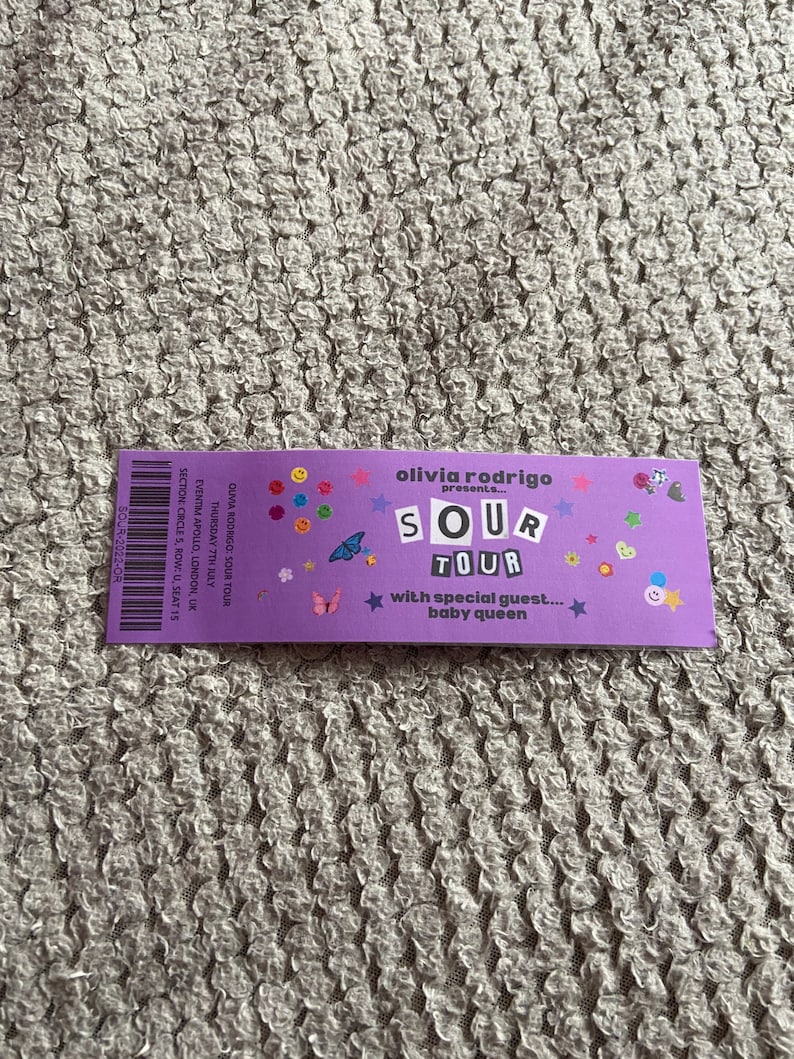 Olivia Rodrigo Sour Tour Souvenir Concert Tickets Etsy UK