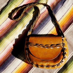 1970s Tooled Leather Crossbody Purse With Braided Leather - Etsy