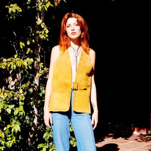 1960s Suede Hippie Vest / 1960s Rawhide Vest / 1960s Mustard Suede Vest / 1960s Boho Suede Vest / 1960s Boho Suede Jacket