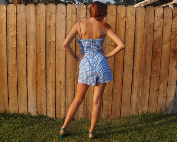 1970s Deadstock Plaid Playsuit by Sea Waves 70s R… - image 3