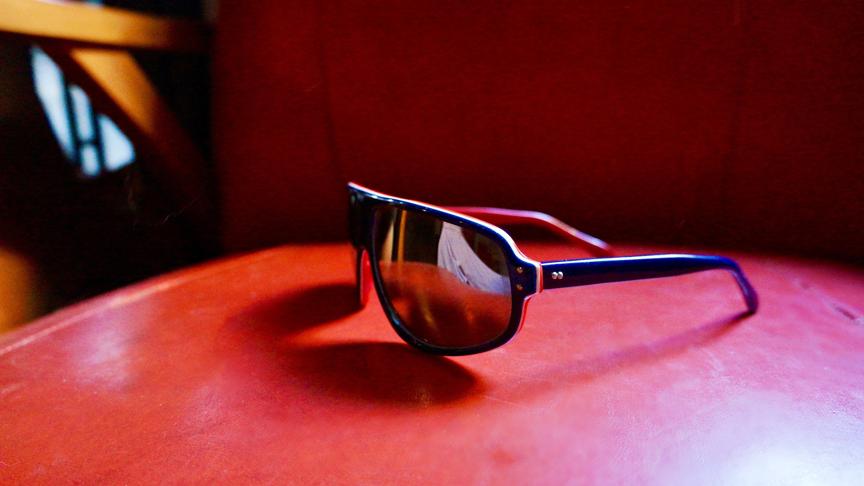Vintage Red and Blue Aviator Sunglasses - Retro Style MADE IN JAPAN 1970s Japanese Mirrored Red White and Blue Sunglasses  main image 3